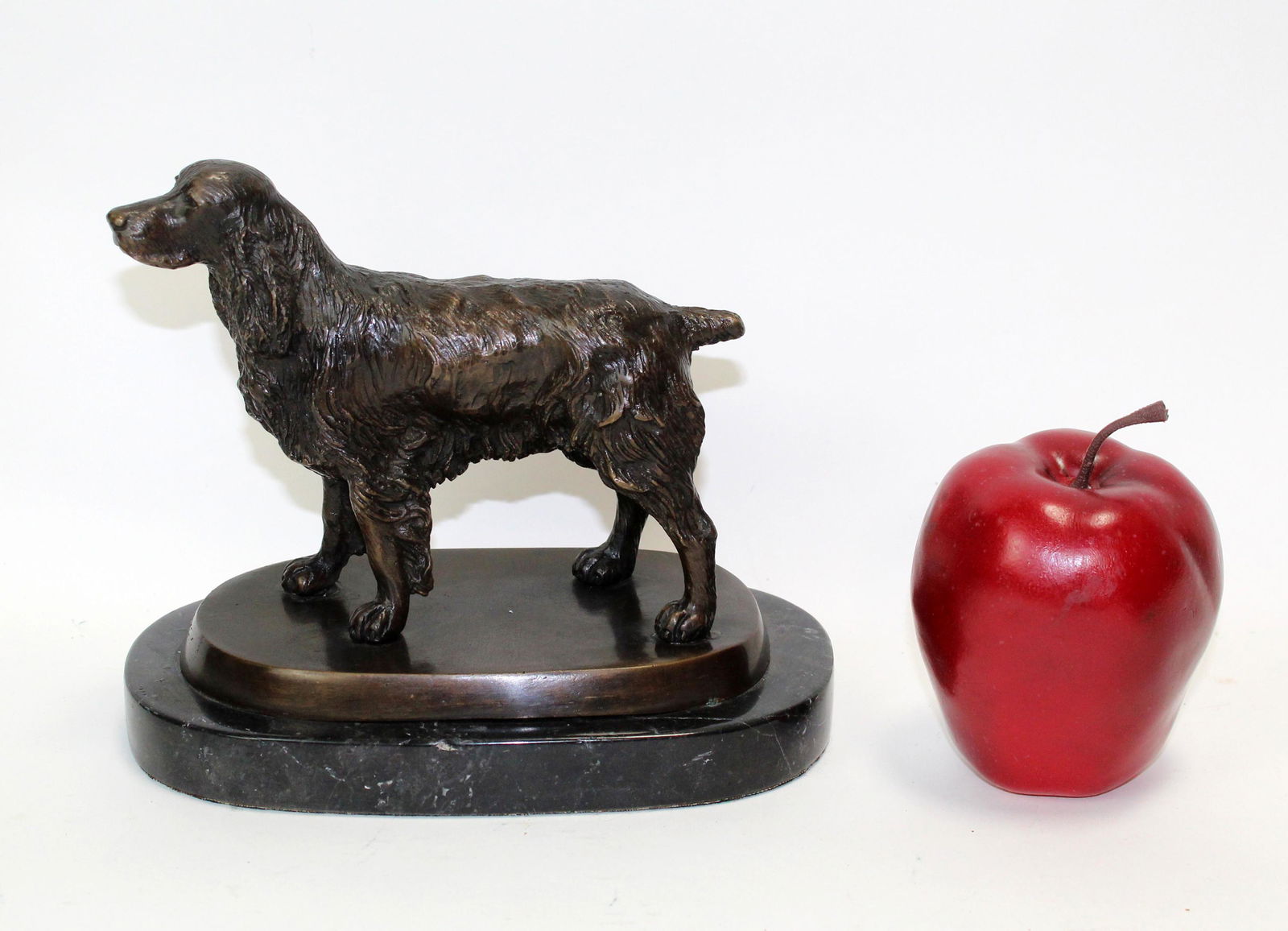 Small bronze Spaniel statue on marble base (1 of 8)