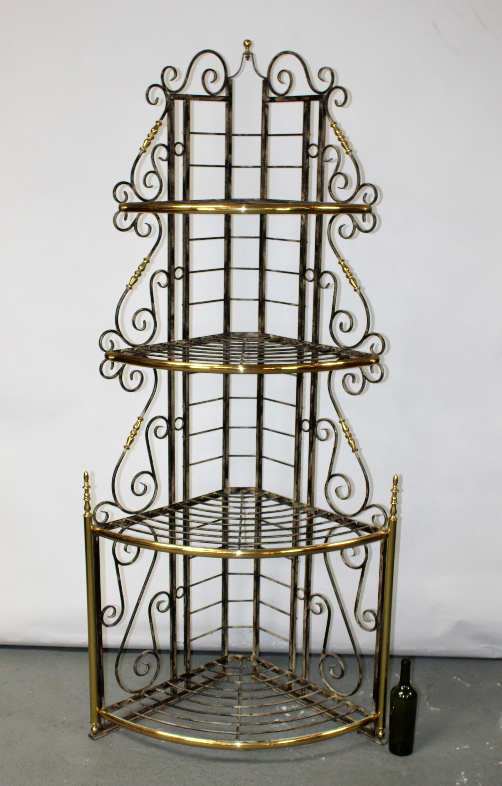 French iron and brass corner baker's rack (1 of 9)