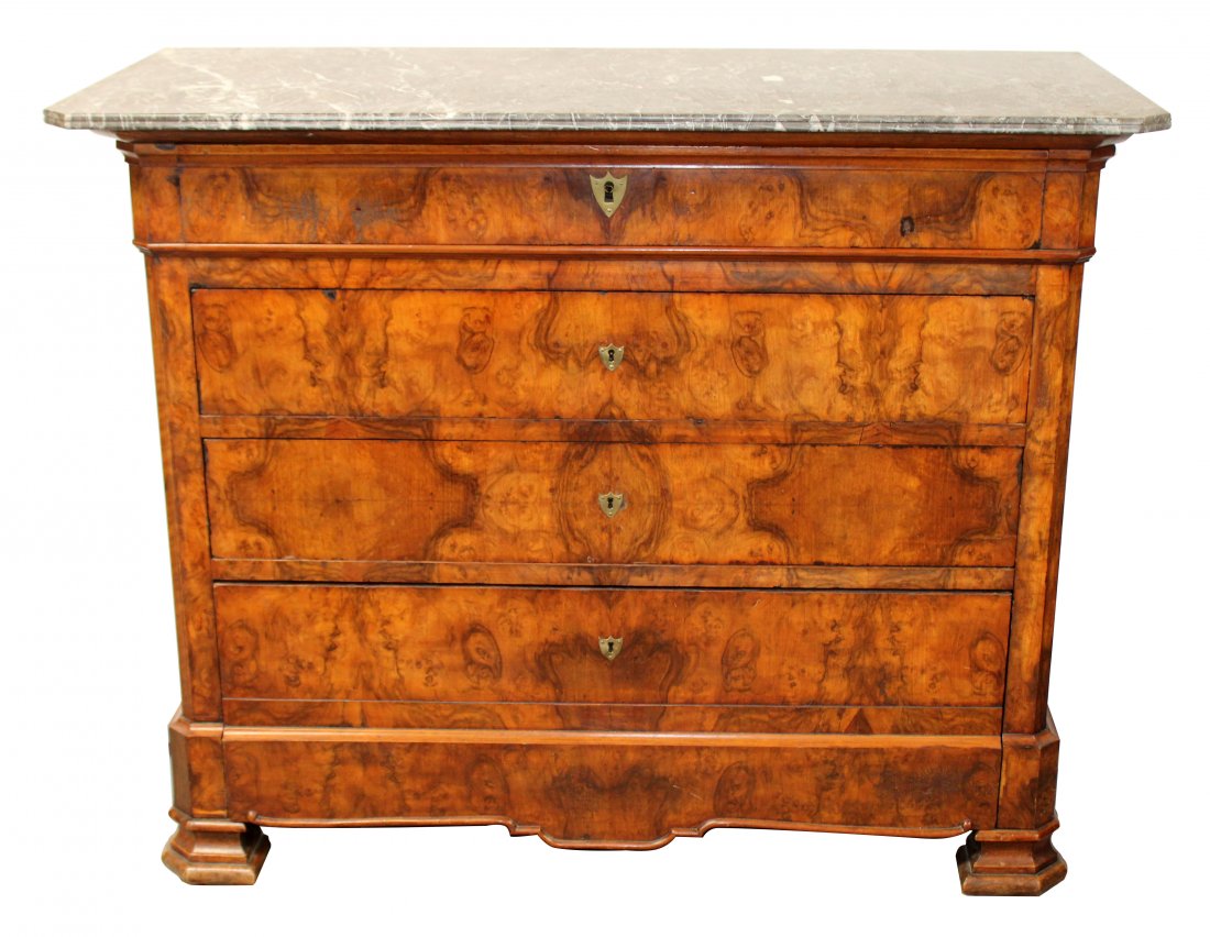 French Louis Philippe commode in burled walnut with (1 of 12)