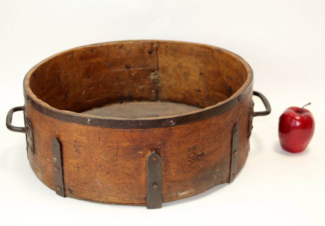 Antique French large scale wooden grain bucket with (1 of 9)