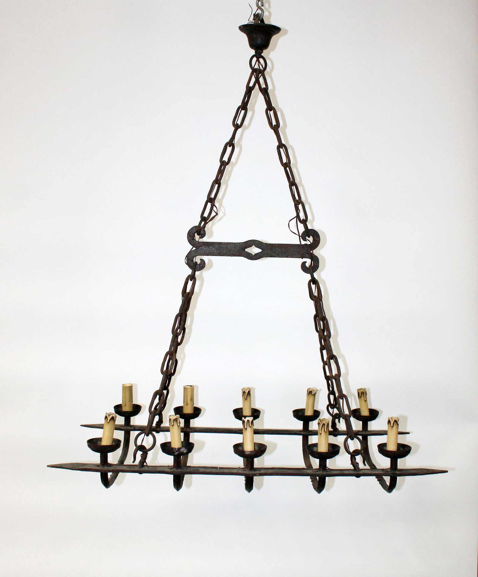 French forged iron 10-light chandelier (1 of 8)