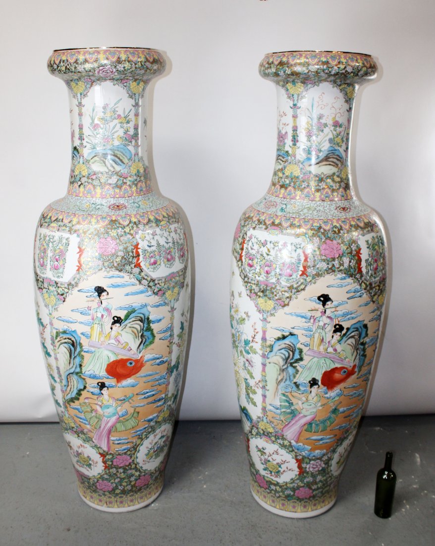 Pair of 6' tall palatial porcelain palace urns (1 of 14)