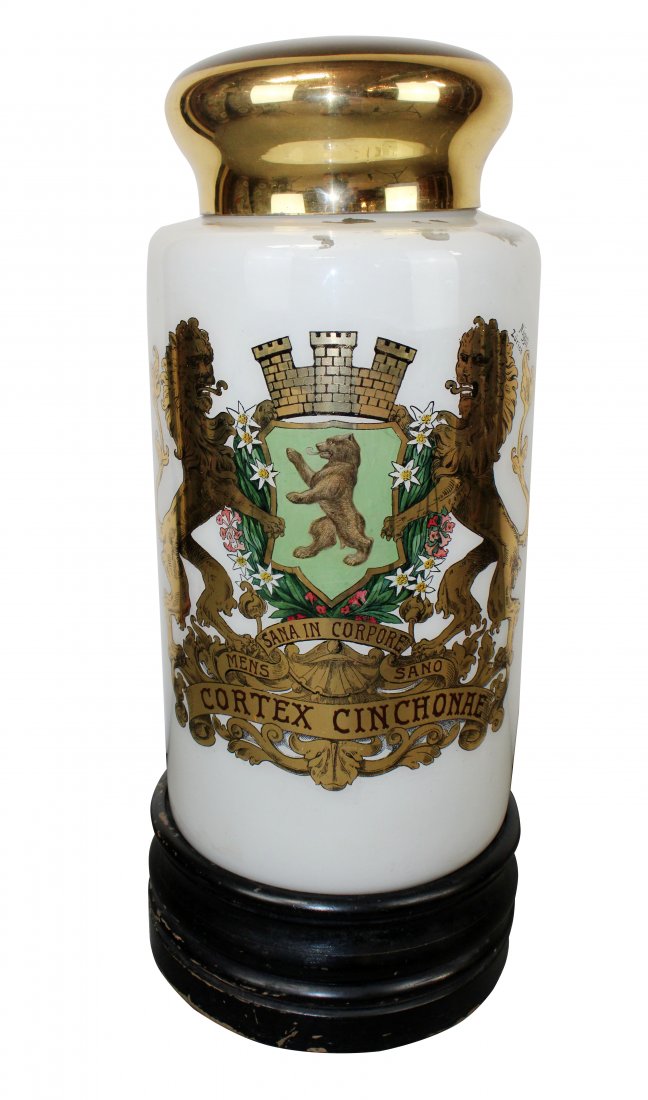 Antique painted glass apothecary jar with lid (1 of 14)