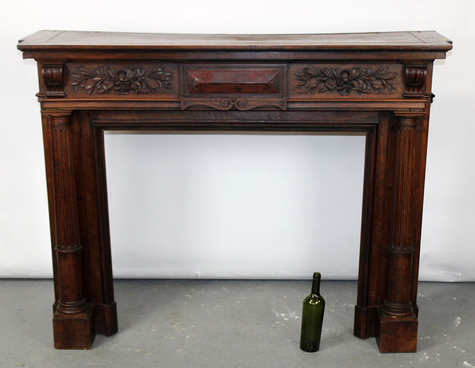 French walnut mantel with fluted columns (1 of 9)