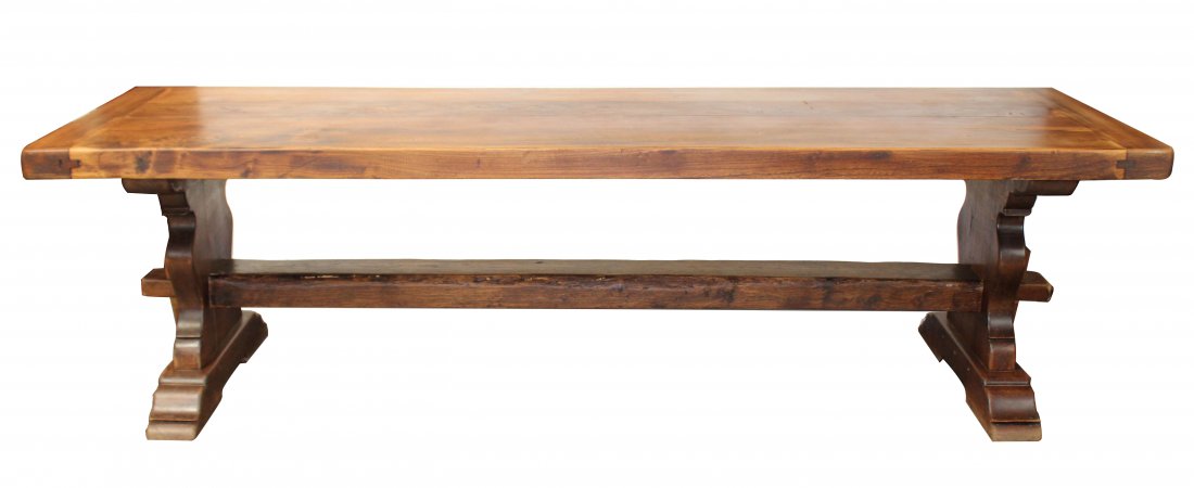 French farmhouse trestle table in oak - 8.5 feet long (1 of 7)