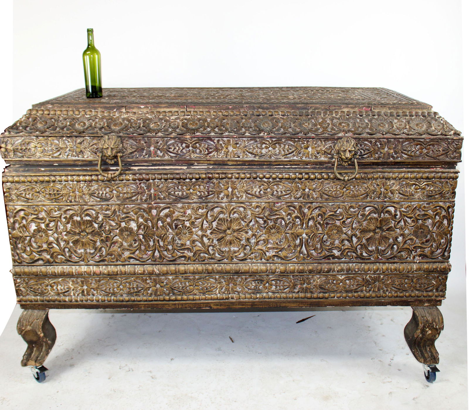 Grand scale relief carved Anglo Indian trunk in (1 of 12)