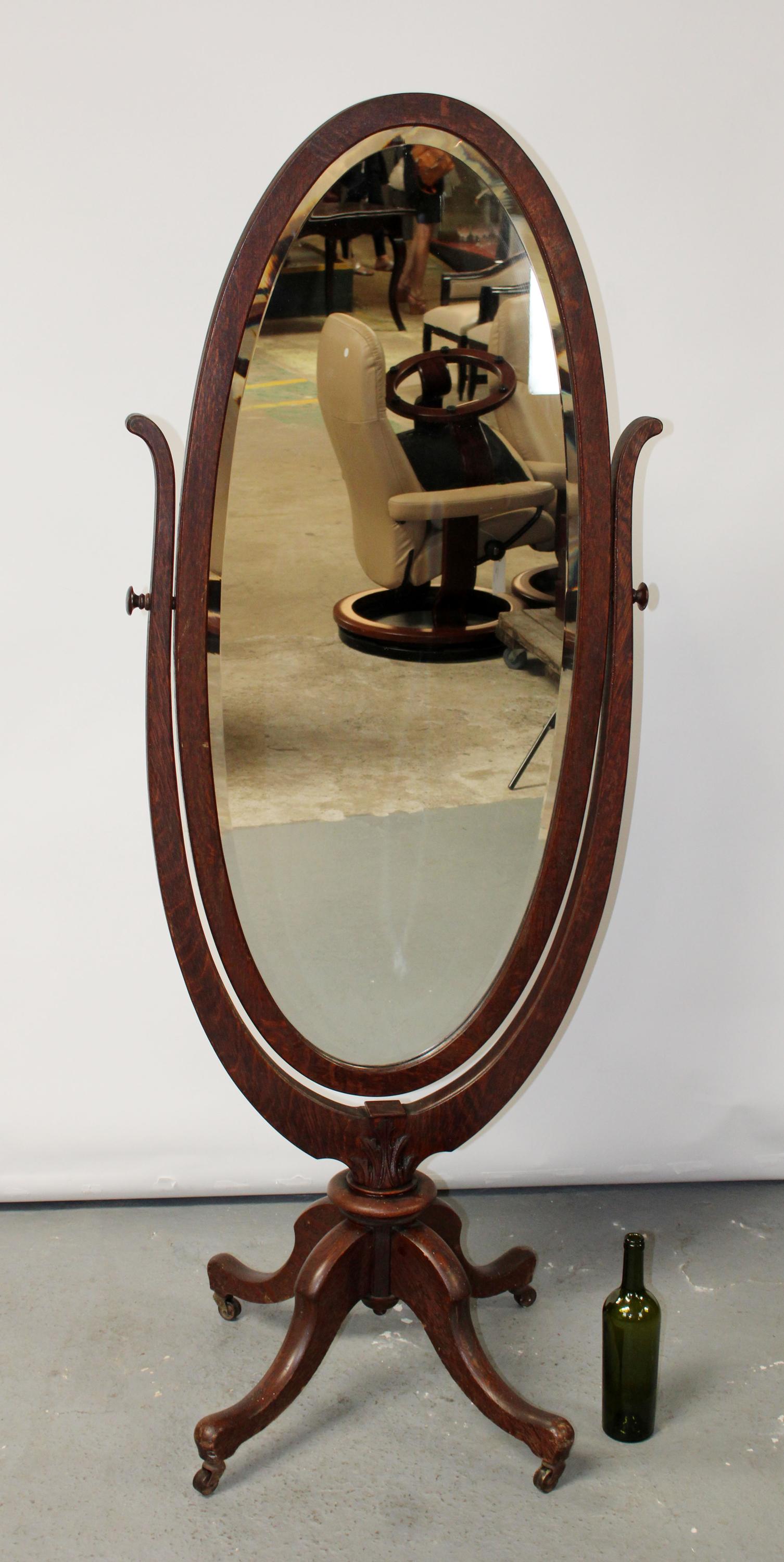American oak wishbone style cheval mirror (1 of 9)