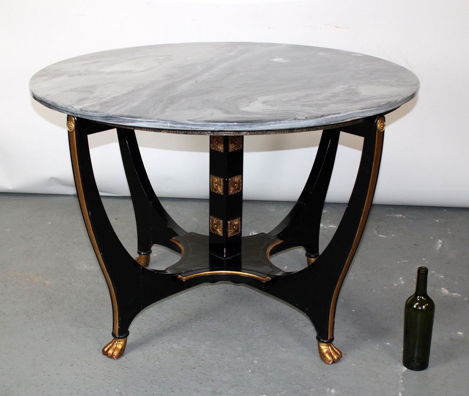 Art Deco style ebony & gold foyer table with marble top (1 of 8)