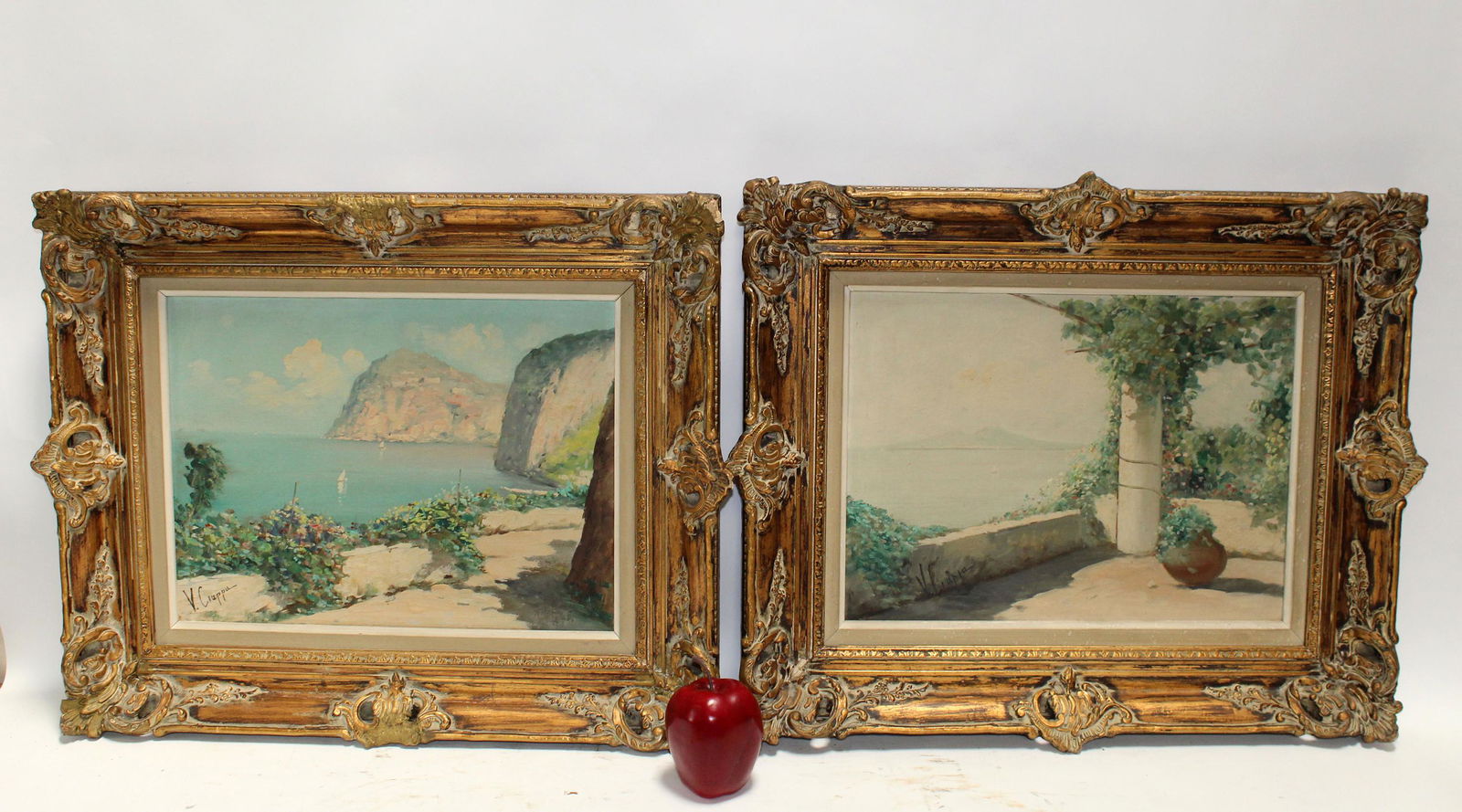 Companion pair of Italian seascape paintings (1 of 10)