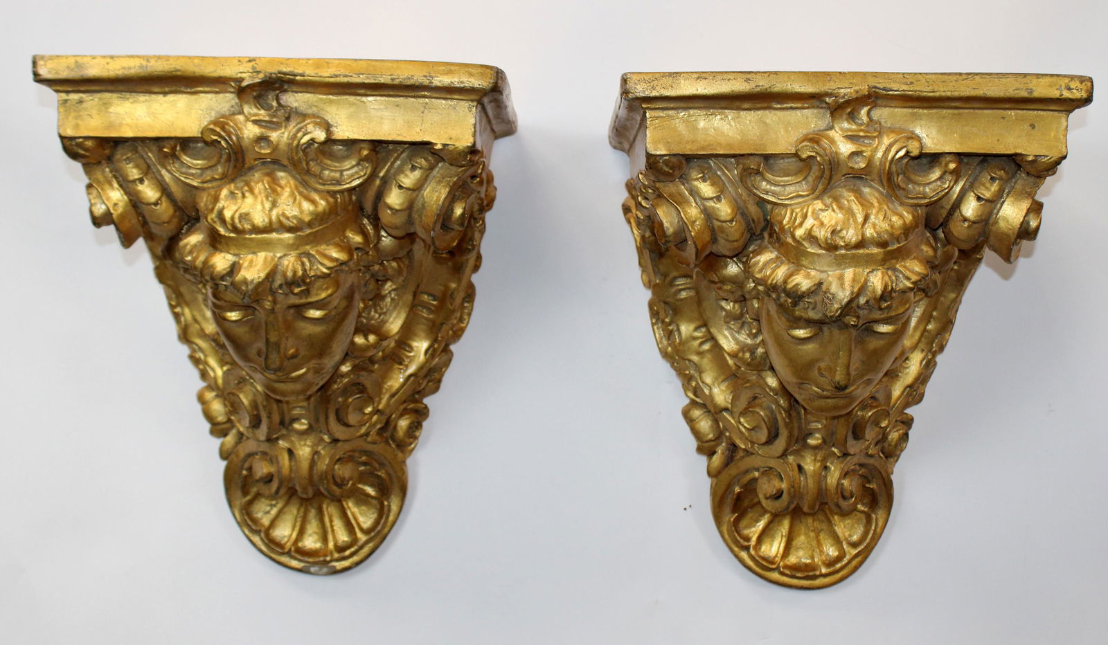 Pair of cast and painted figural corbels (1 of 9)