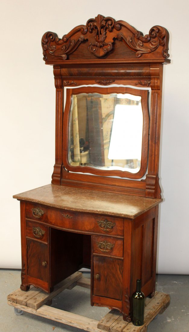 French marble top vanity with mirror (1 of 7)