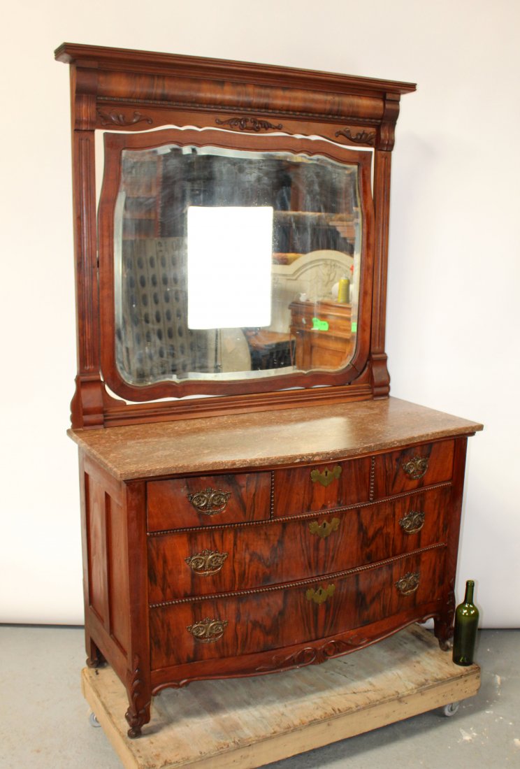 French marble top chest with mirror (1 of 11)