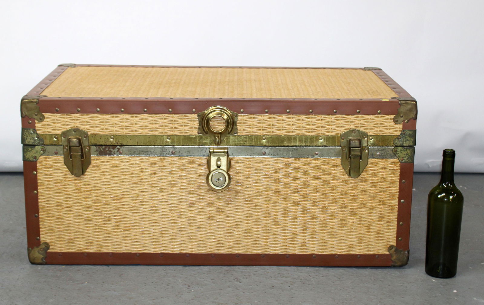 Woven style rattan steamer trunk (1 of 12)