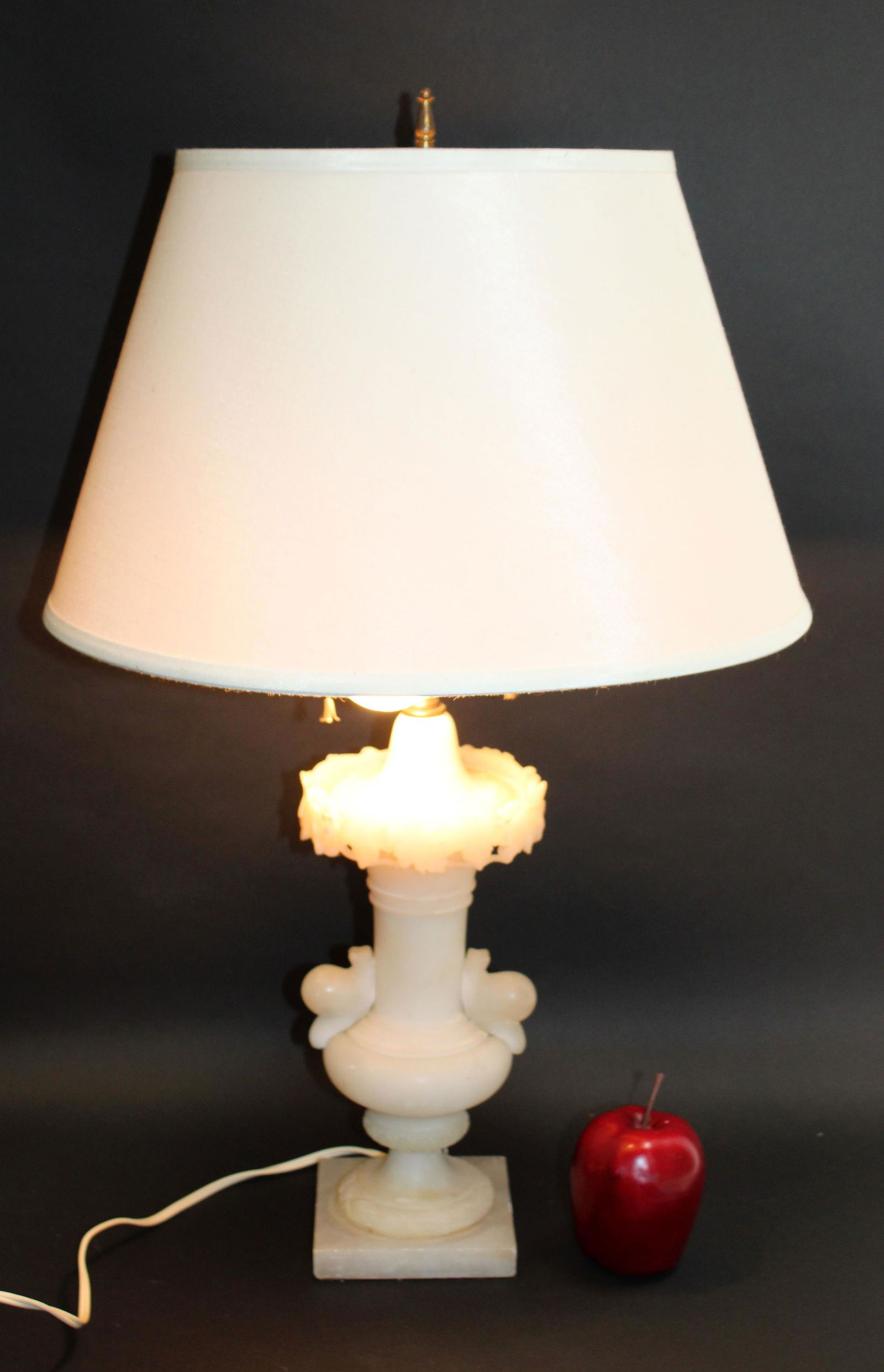 Carved Alabaster urn form lamp with snails (1 of 4)