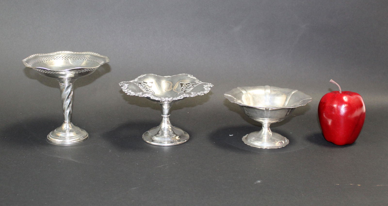 Lot of 3 silver footed compotes (1 of 10)