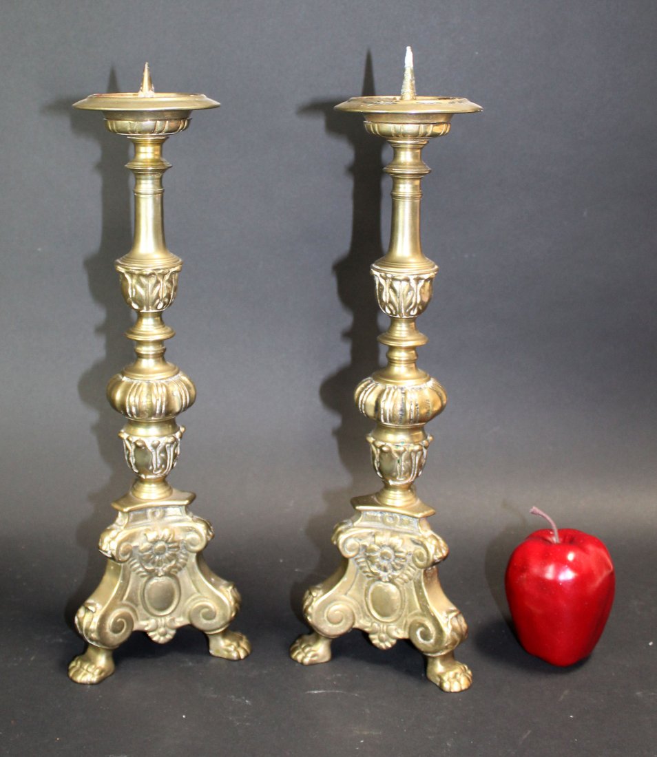 Pair vintage brass pricket candlesticks (1 of 6)