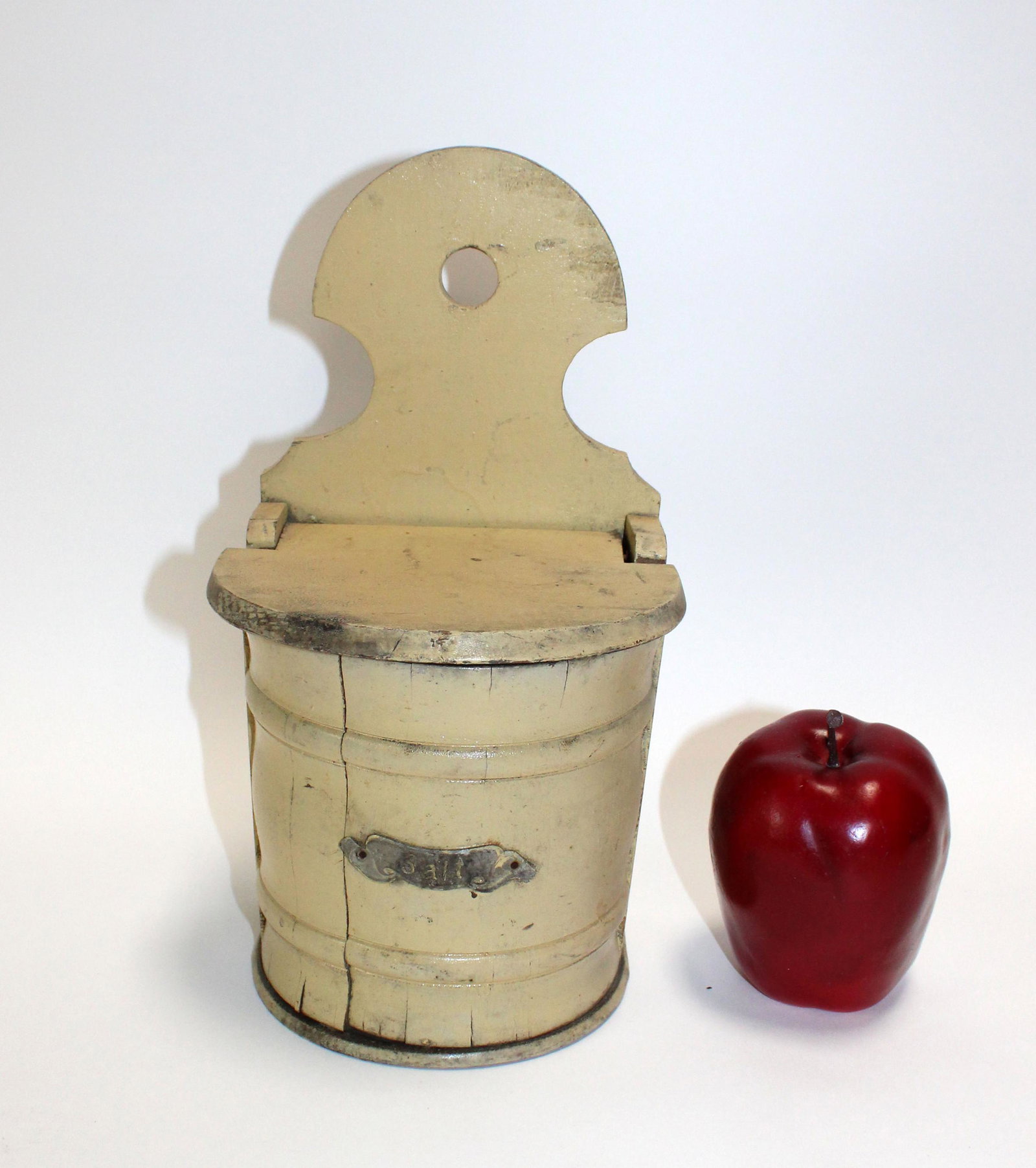 Vintage painted wood salt cellar: Vintage painted wood salt cellar 10"h x 5 1/2"w x 4 1/2"d