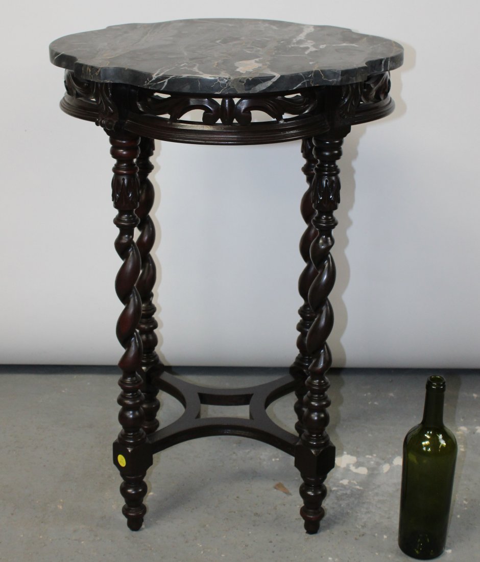 Oak side table with marble top (1 of 8)
