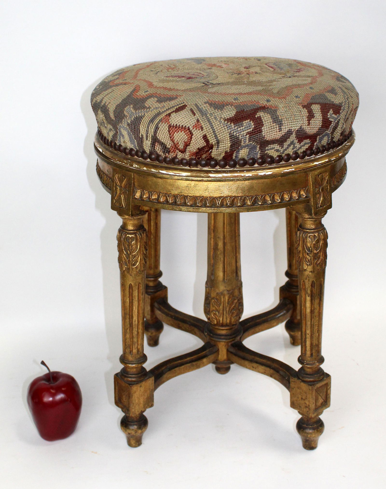 French Louis XVI giltwood piano stool (1 of 8)