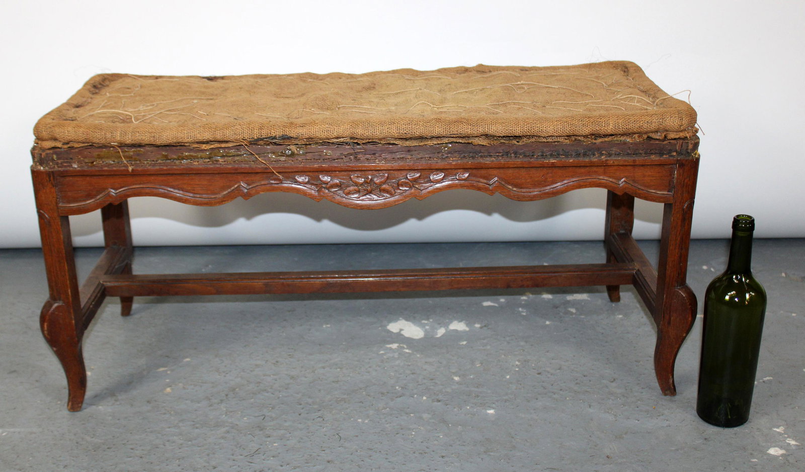 French Louis XV style carved oak backless bench (1 of 10)