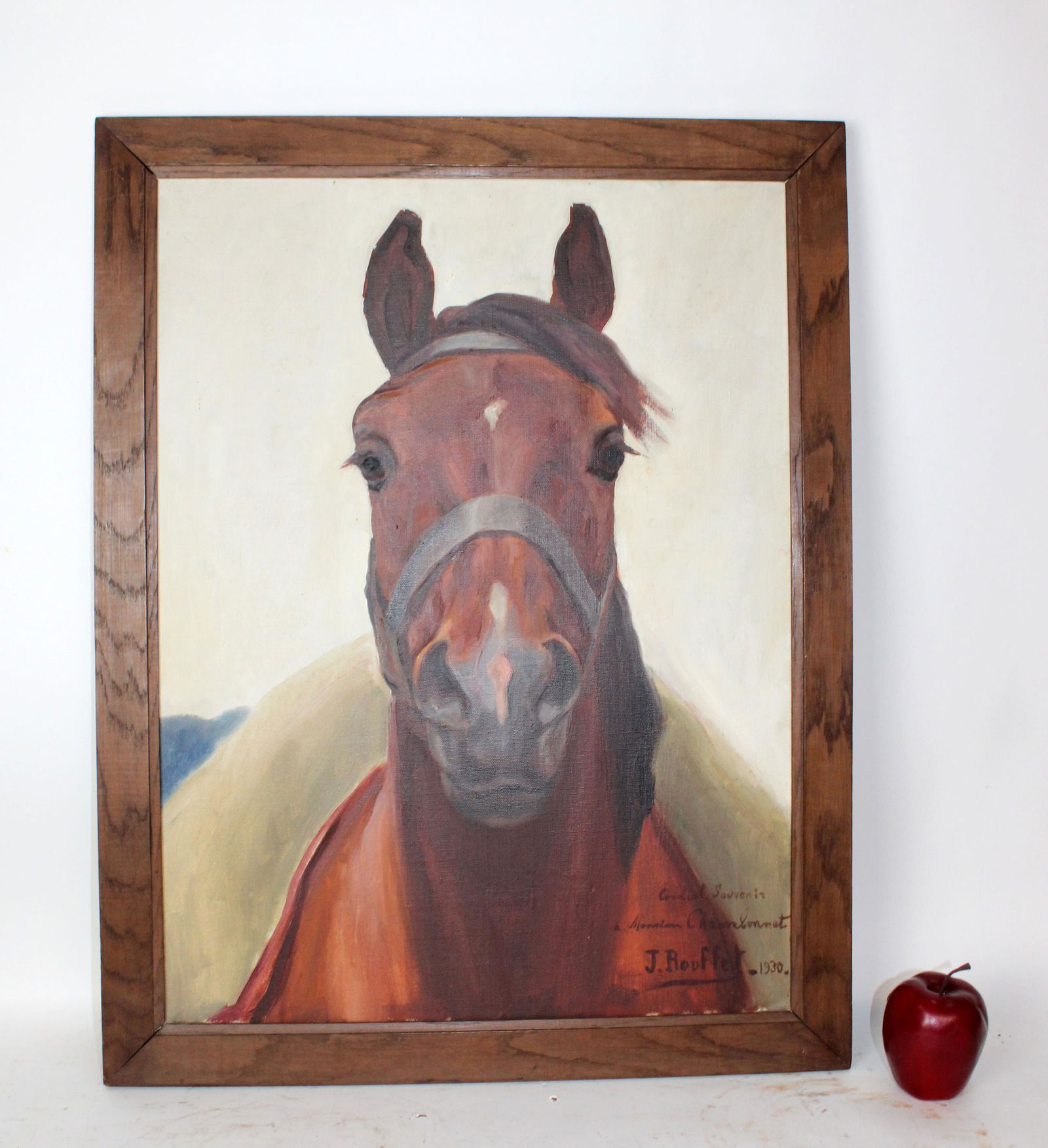 Antique French signed oil painting of a horse (1 of 7)