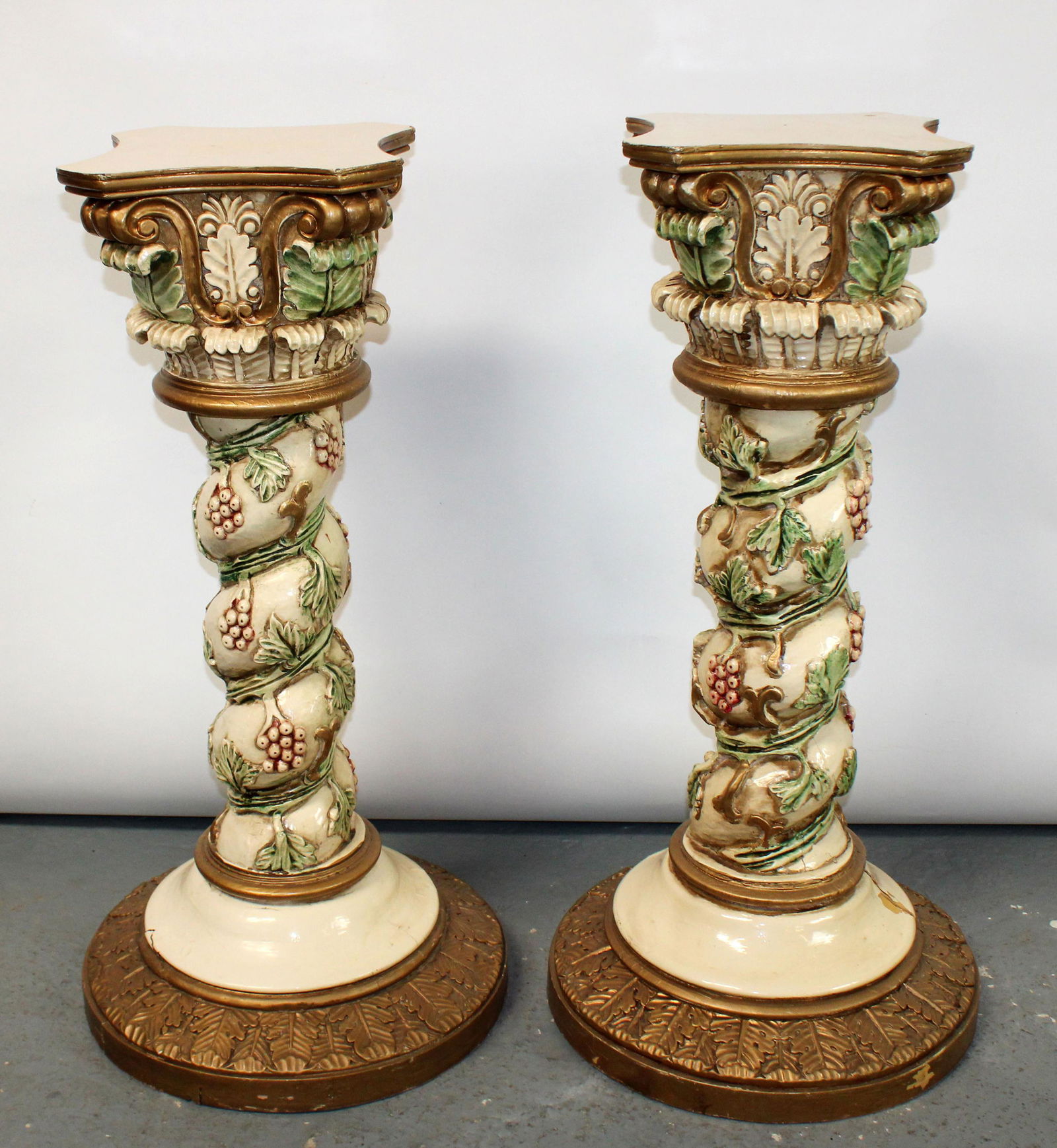 Pair of Italian carved wood grape vine pedestals (1 of 11)