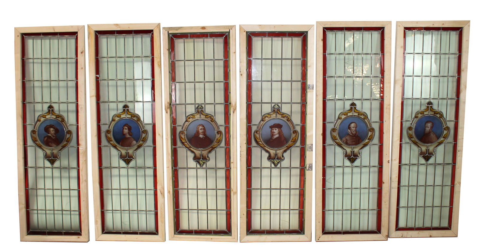 Lot of 6 French stained and painted glass panels (1 of 11)