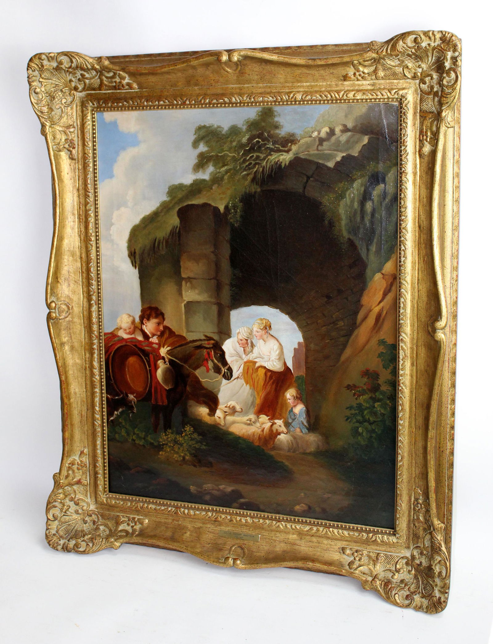 Oil on canvas pastoral landscape attributed Ibbetson (1 of 10)