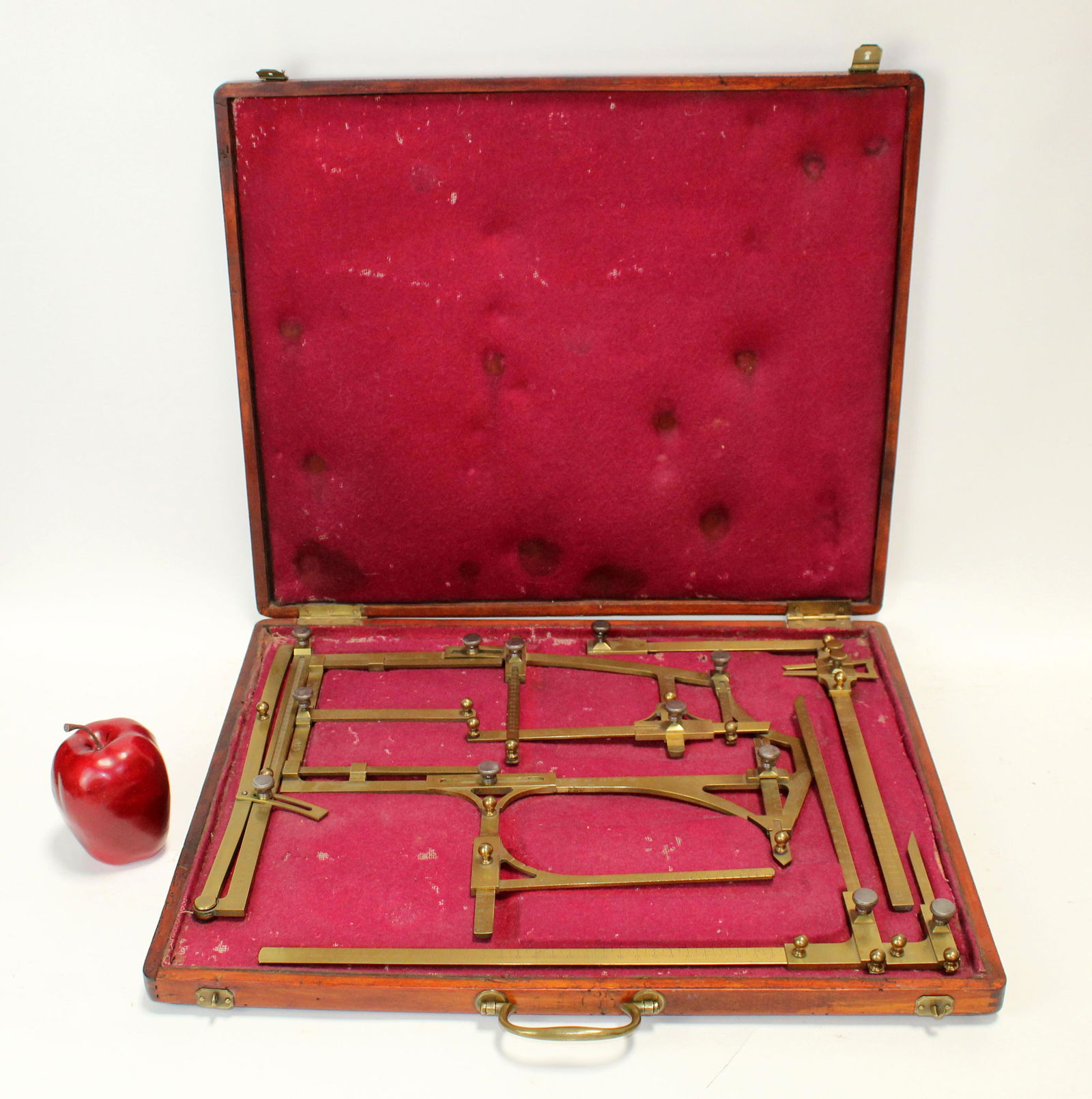 Antique French Architect's drafting tools in case (1 of 5)