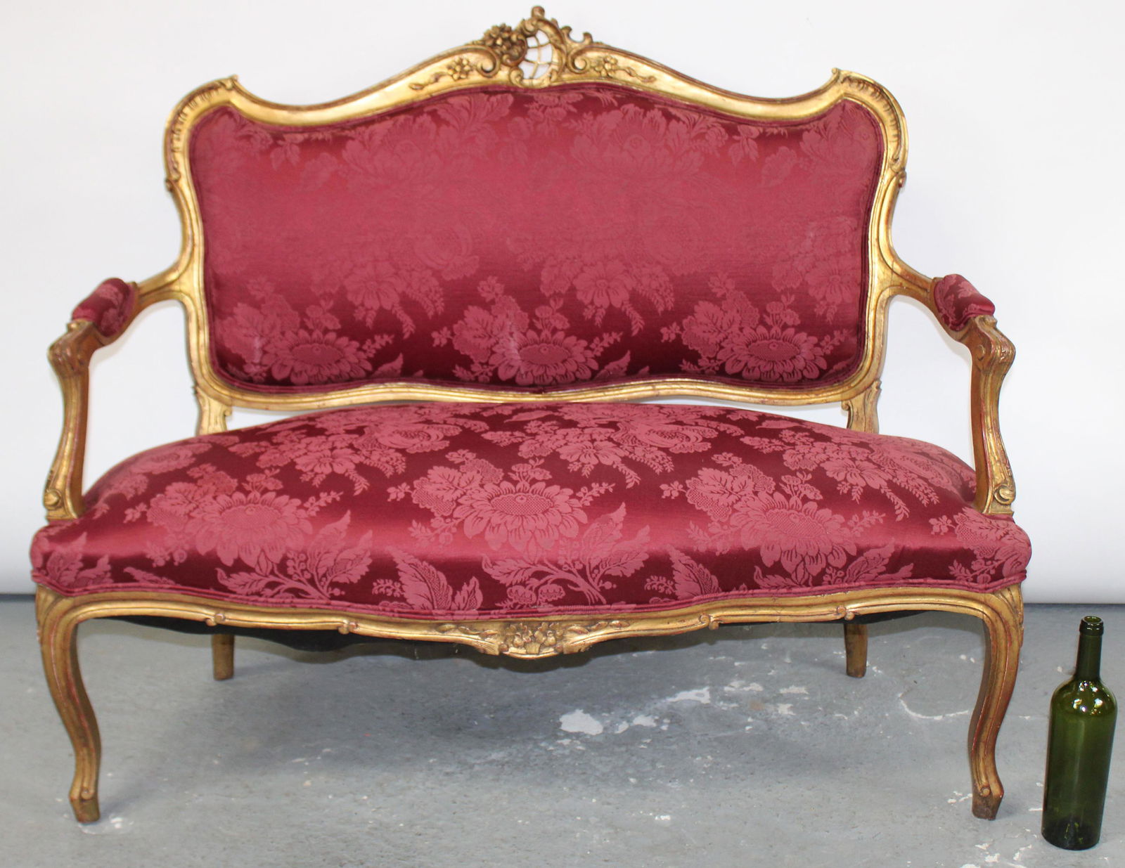 French Louis XV style gilt wood settee (1 of 8)