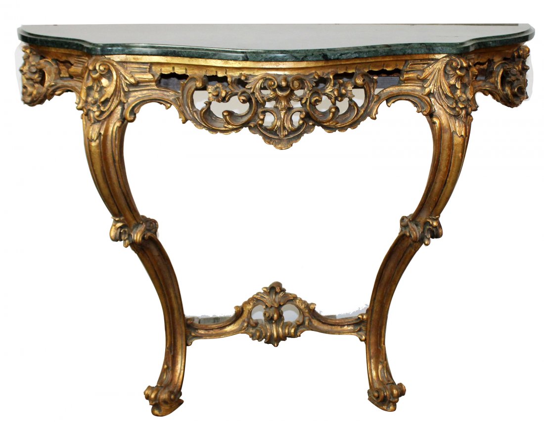 French Louis XV style gilt wood wall mount console (1 of 6)