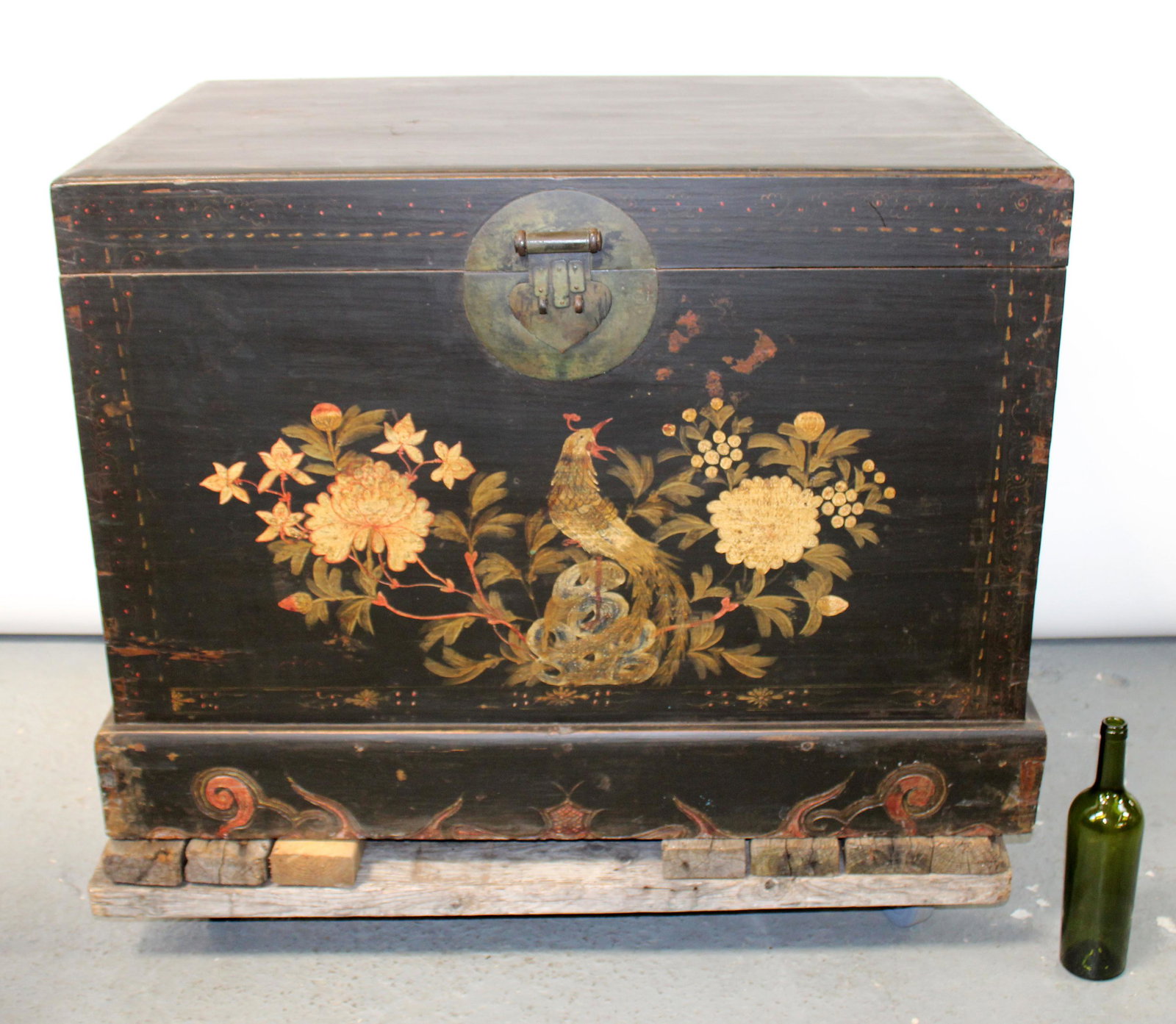 Chinese floral painted marriage chest (1 of 11)