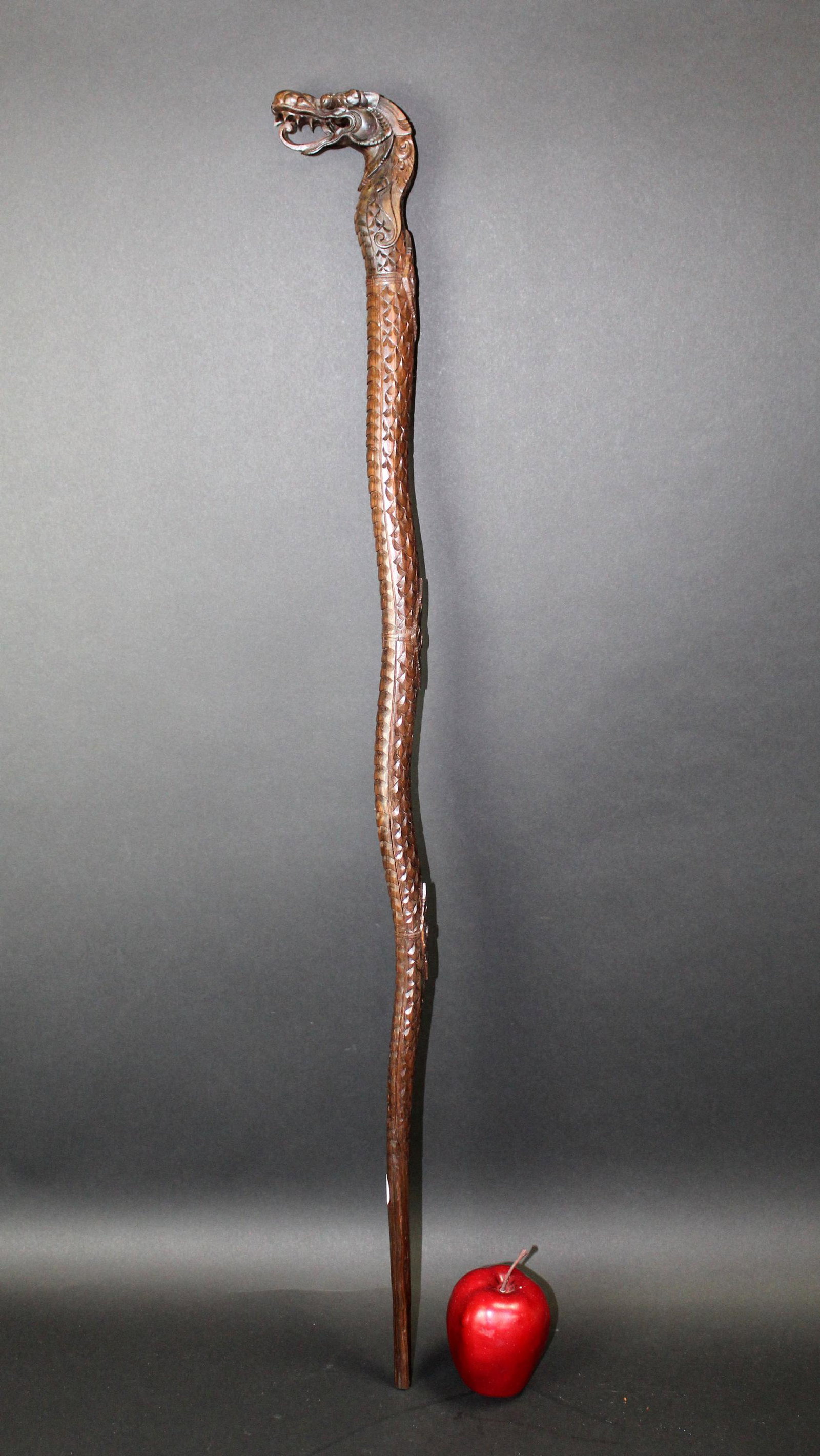 Indonesian hand carved walling stock cane with dragon (1 of 5)