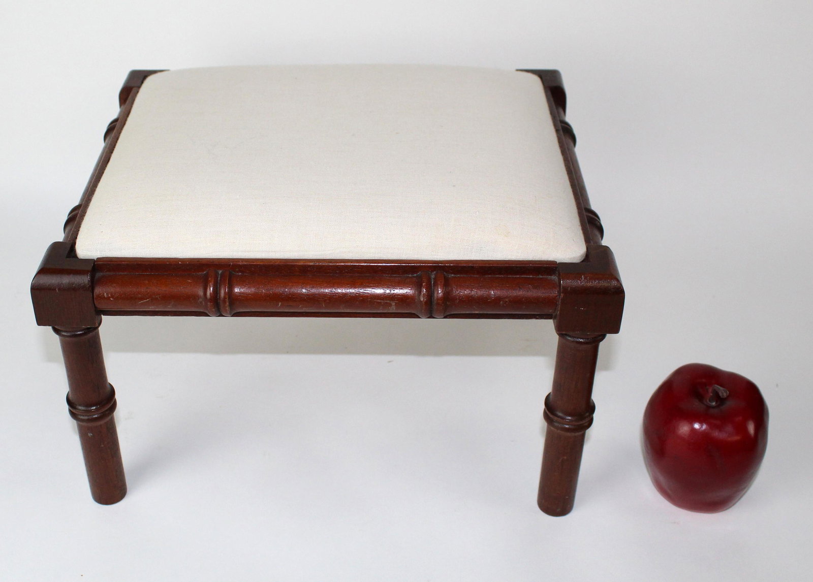 Vintage faux bamboo upholstered footstool (1 of 7)