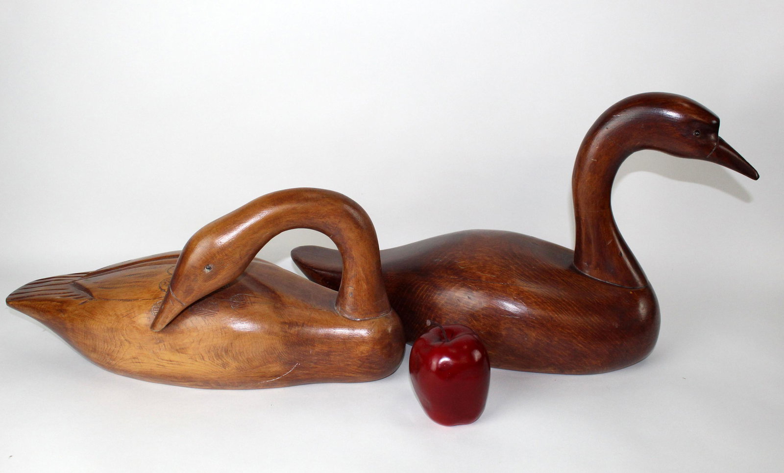 Lot of 2 carved and signed wooden duck decoys (1 of 7)