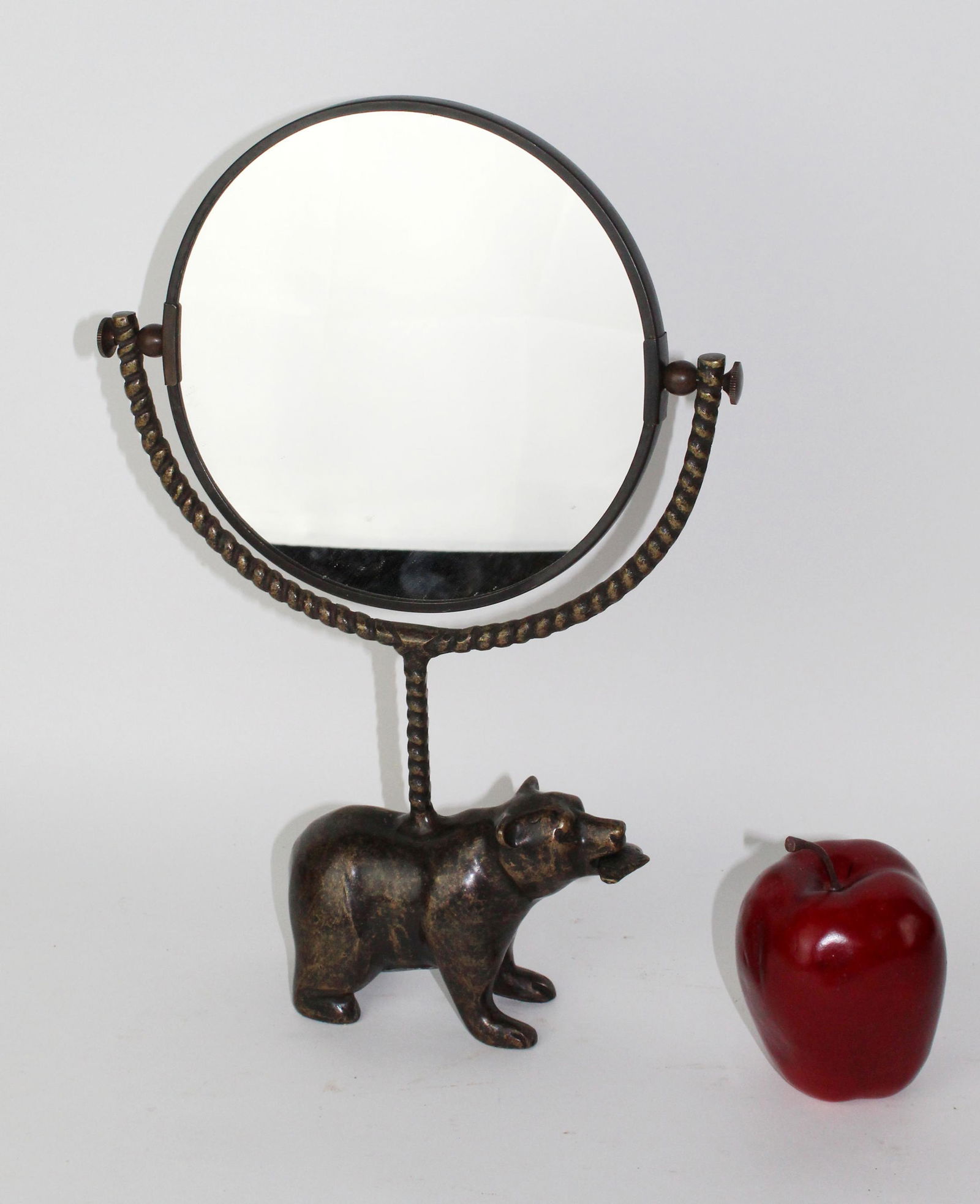 Black Forest style Bronze vanity mirror with bear (1 of 6)
