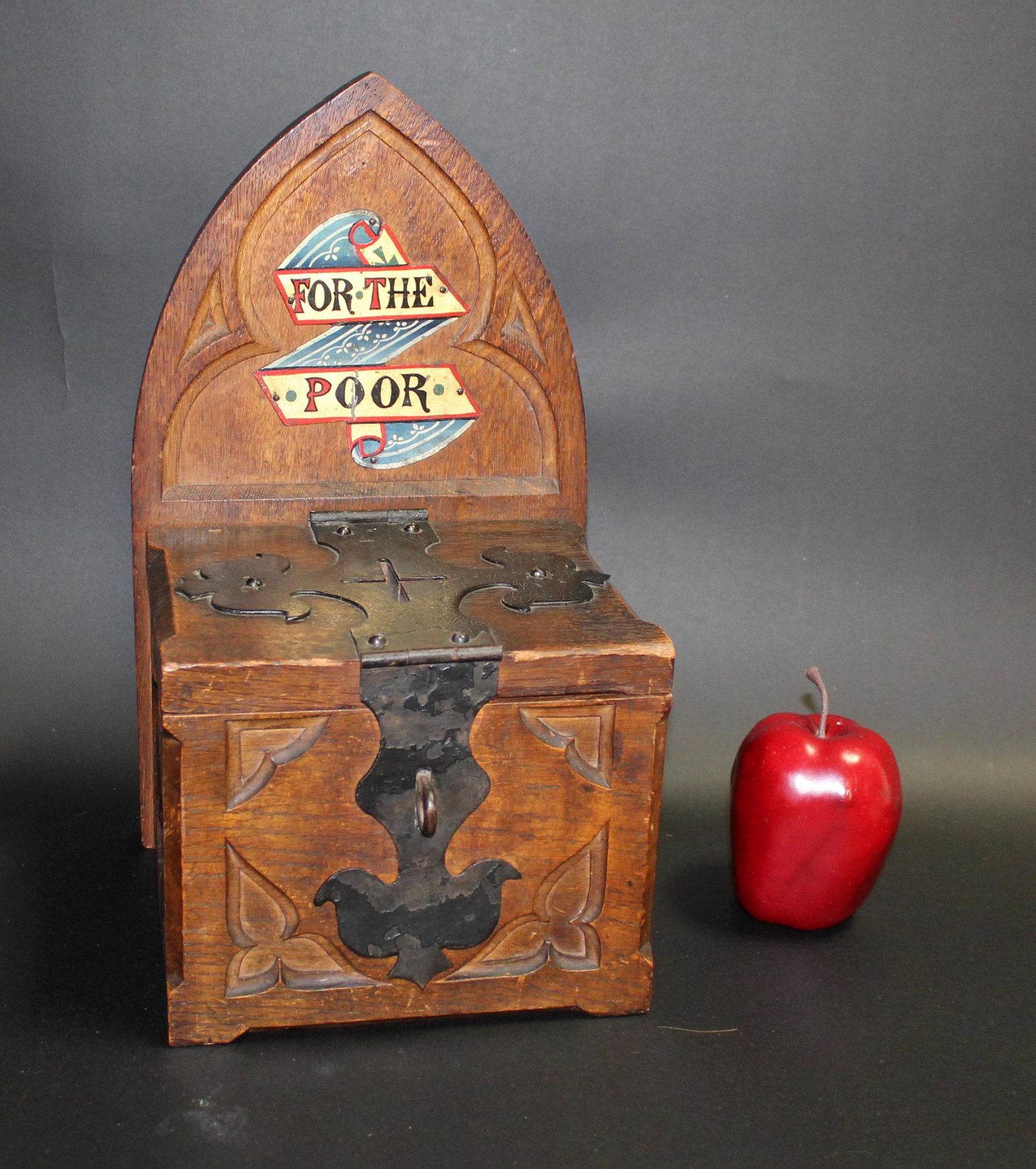 English Gothic Revival oak box from a church (1 of 9)