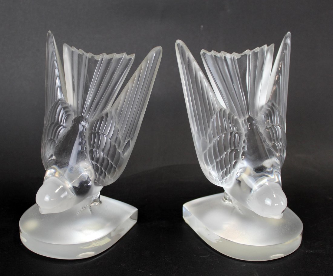 Pair of Lalique crystal bird bookends (1 of 9)