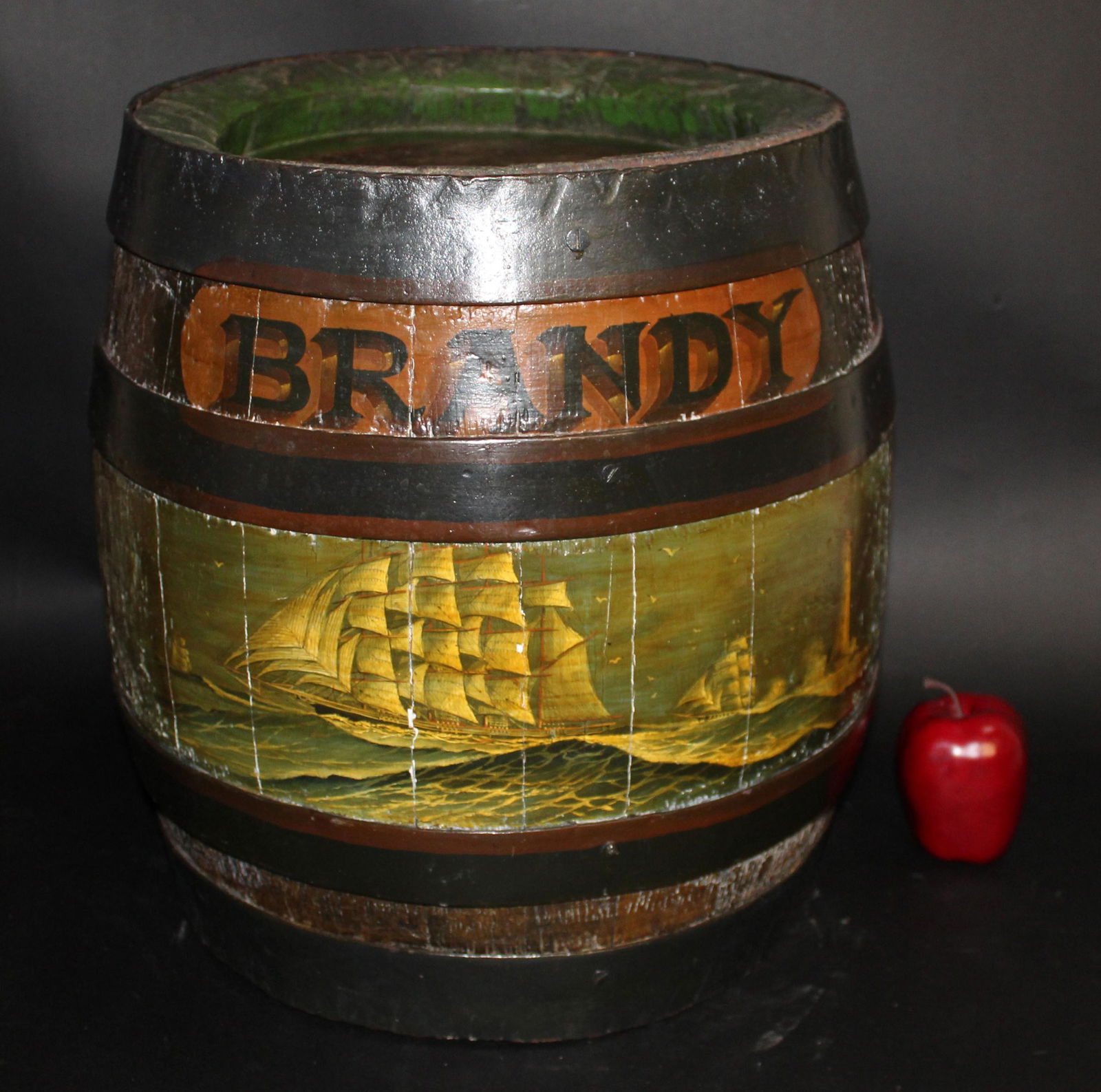 French Brandy barrel painted with sailboats (1 of 16)