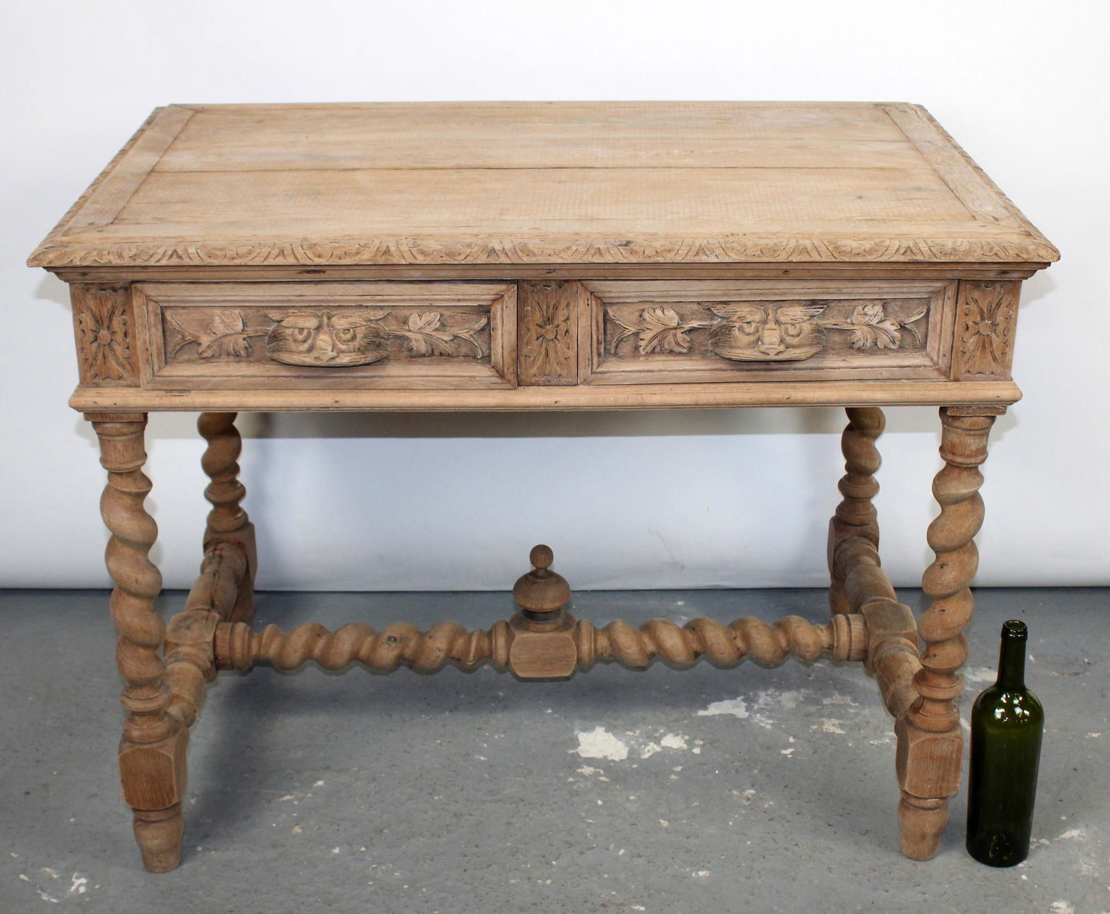 French Louis XIII bleached oak bureauplat desk (1 of 8)