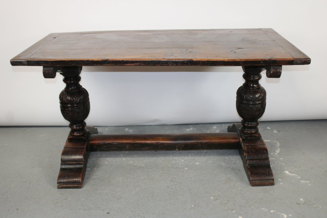 French rustic barrel leg table in oak (1 of 8)