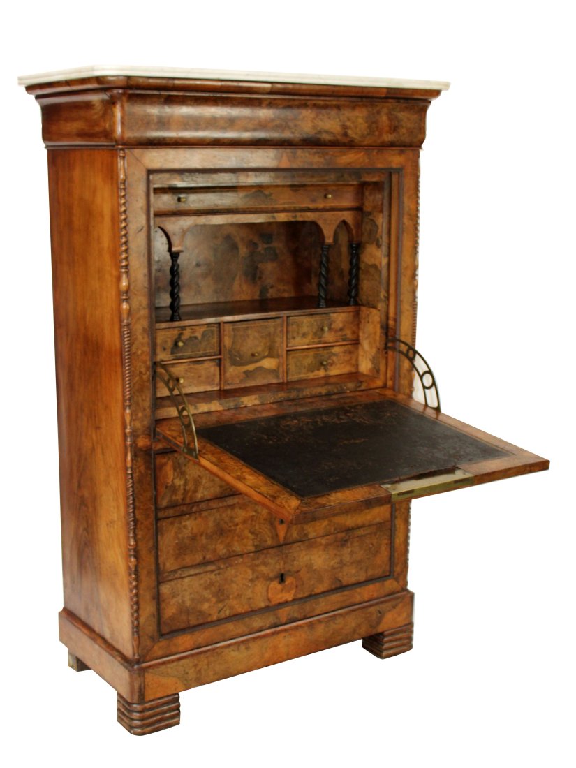French Louis Philippe burled walnut abattant secretary (1 of 7)