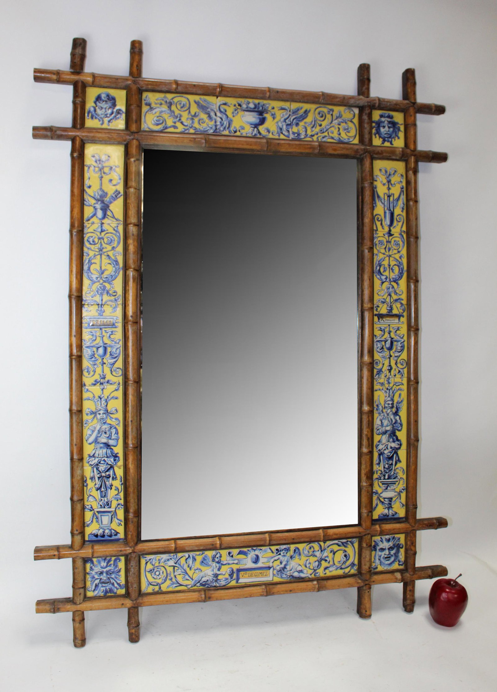 French bamboo & tile mirror (1 of 9)