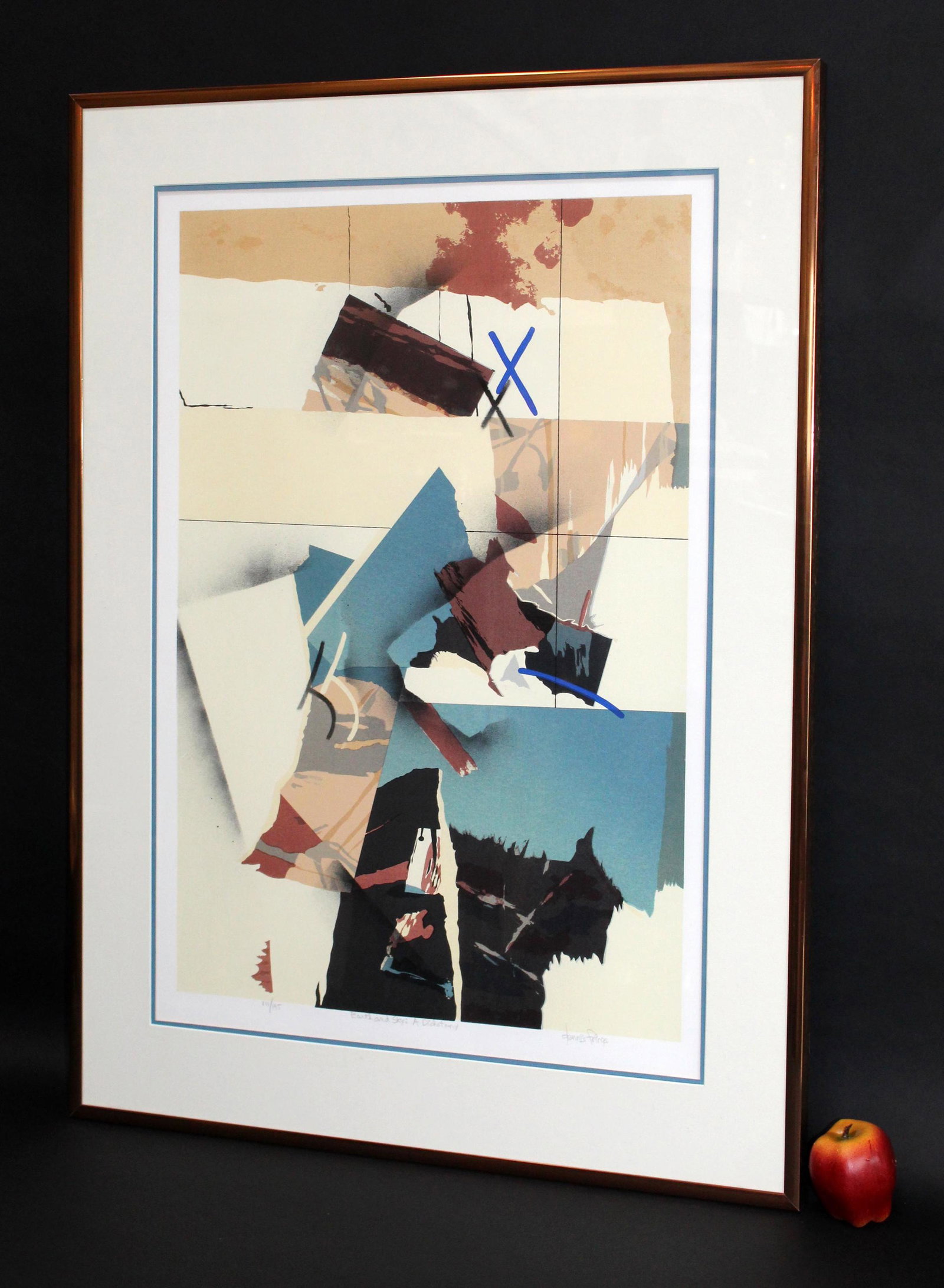 Dennis Frings signed and numbered print: Dennis Frings signed and numbered print. "Earth & Sky a Dichotomy". Pencil signed. Numbered 111/195. Overall framed size 34 3/4"h x 25 1/4"w, image sight size 37 3/4"h x 18 3/4"W