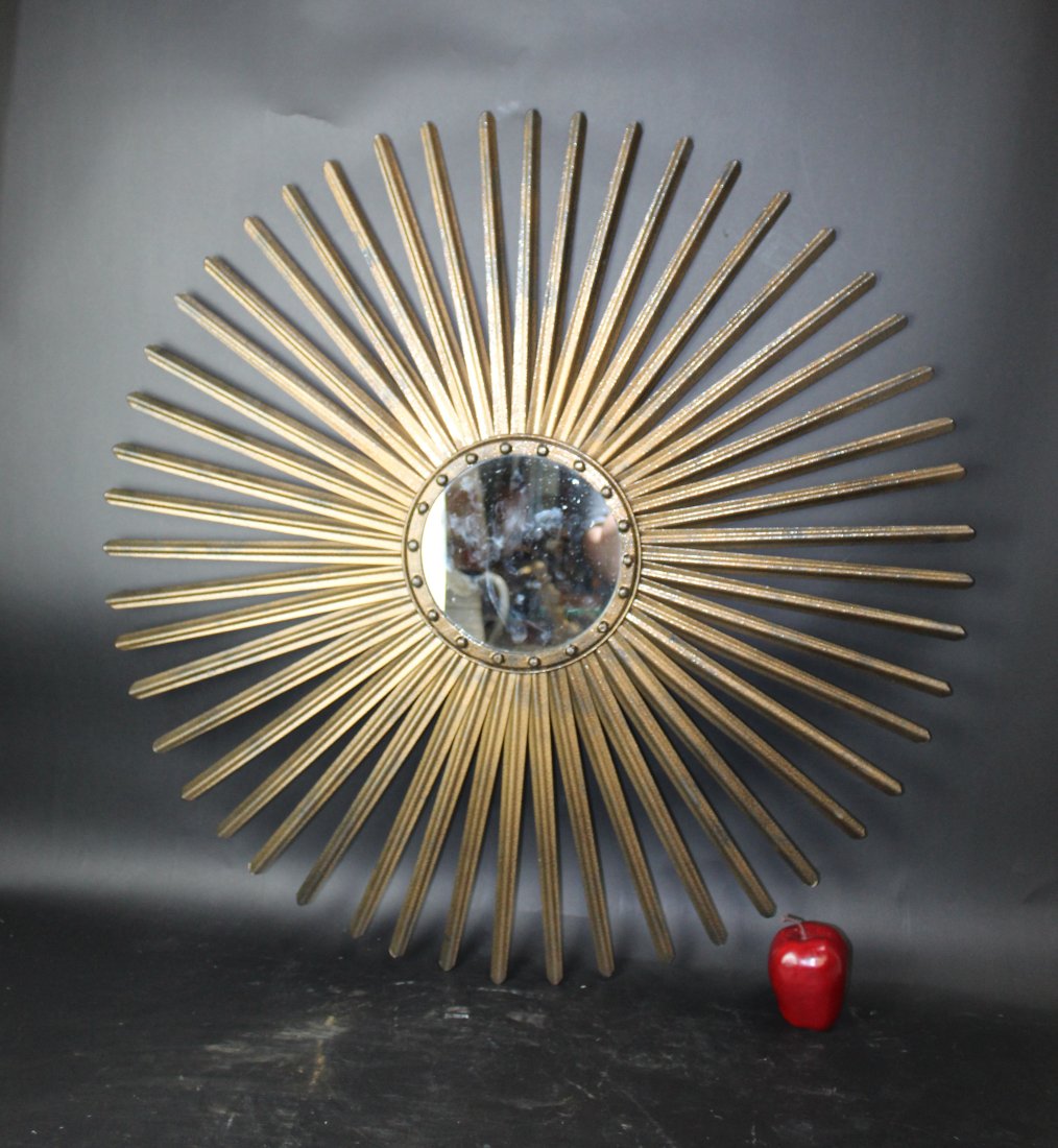 Metal sunburst mirror with painted finish (1 of 6)
