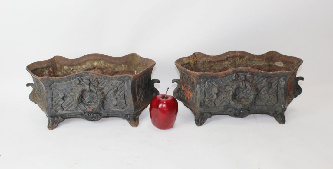 Pair French cast iron planters (1 of 9)