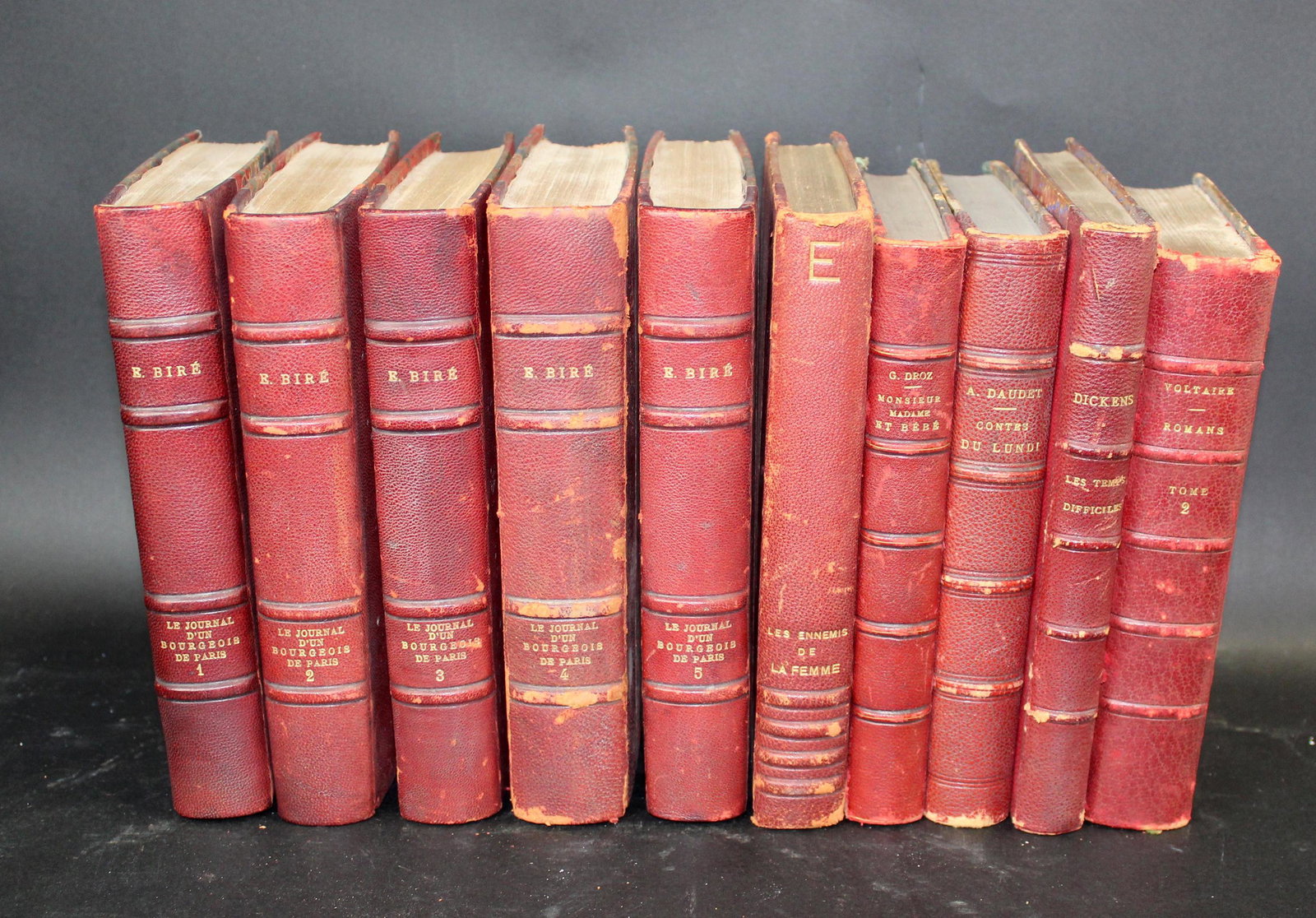 Lot of 10 French leather bound books (1 of 6)