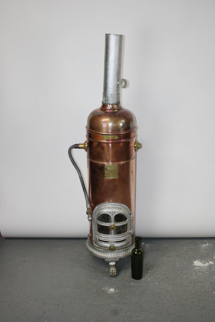 French copper coal fire water heater with mica door (1 of 8)