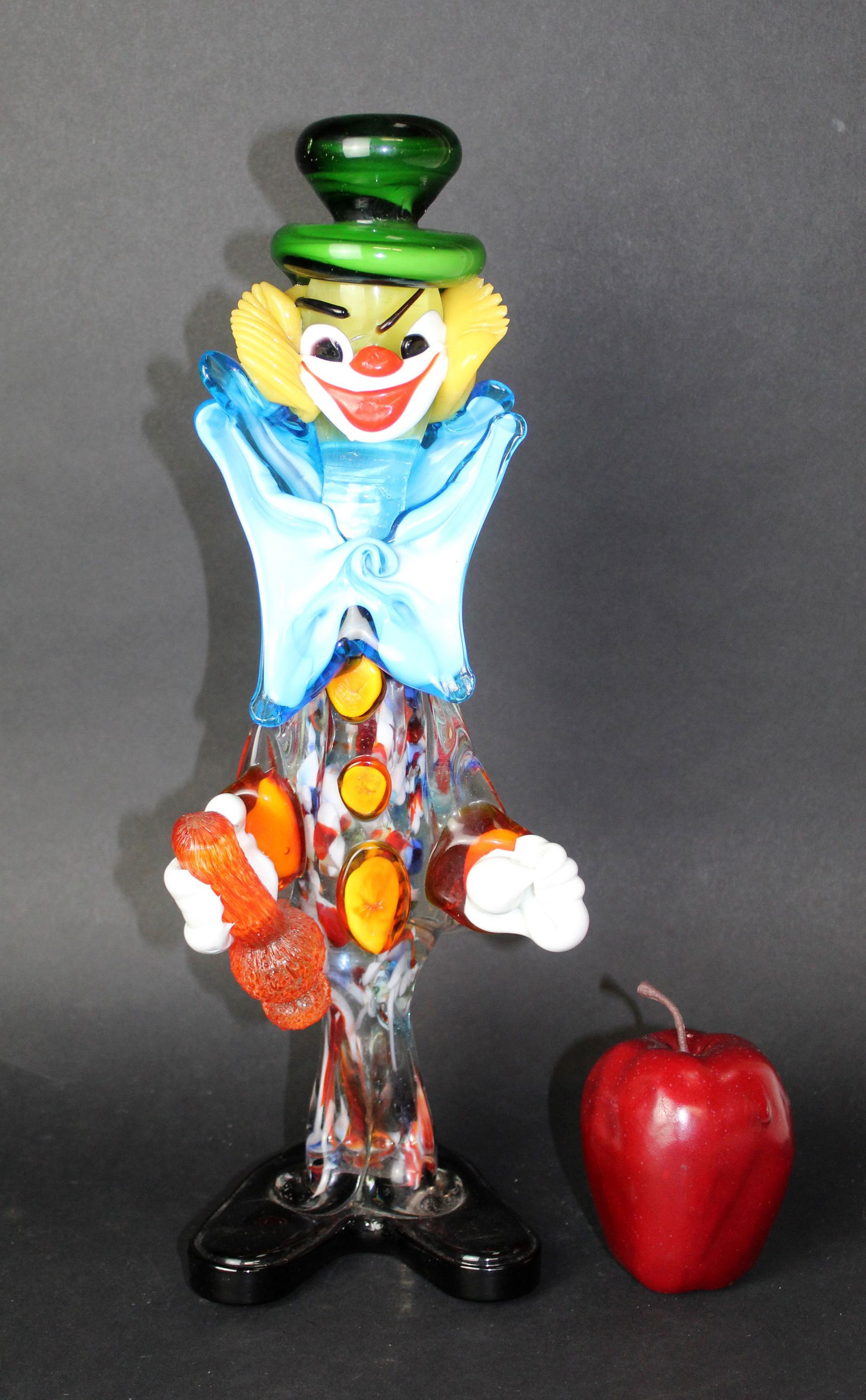 Murano art glass clown sculpture: Murano art glass clown sculpture. Late 20th century. 16 1/2"h x 6"w