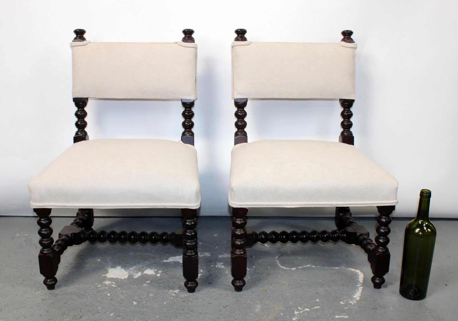 Pair of French Louis XIII petite side chairs (1 of 7)